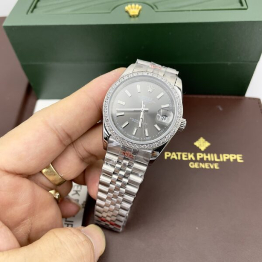 Custom Rolex DateJust Grey Dial Diamonds Bezel - Asian Rolex 73 - Image 3