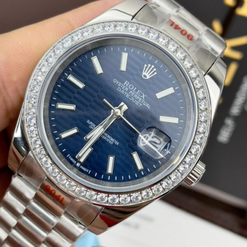 Custom Rolex DateJust Blue Computer Dial Diamonds Bezel - Asian Rolex 91 - Image 3