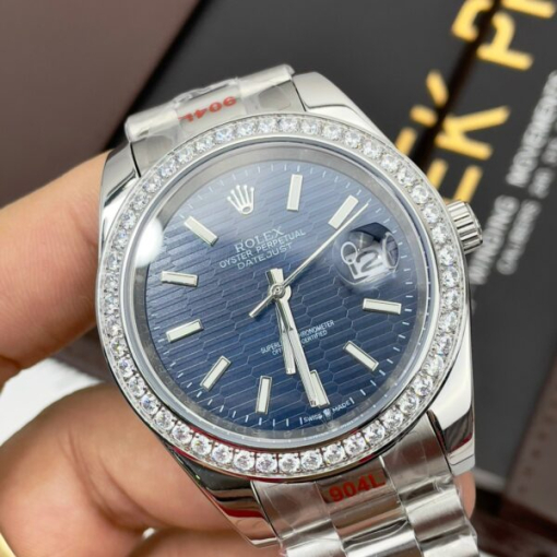 Custom Rolex DateJust Blue Computer Dial Diamonds Bezel - Asian Rolex 91 - Image 2