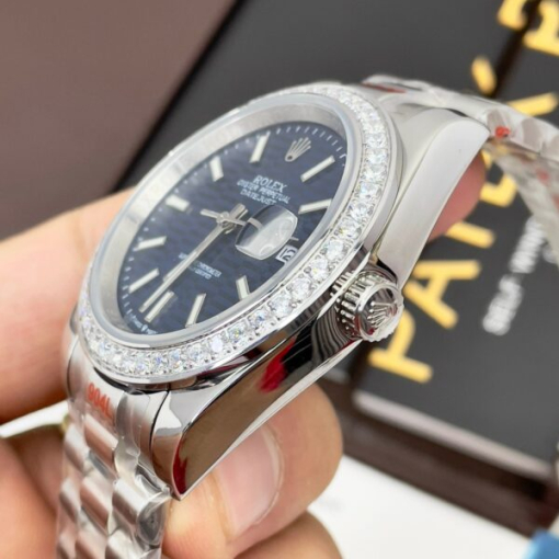 Custom Rolex DateJust Blue Computer Dial Diamonds Bezel - Asian Rolex 91 - Image 5