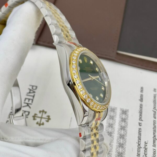 Custom Rolex DateJust Demi Green Dial Diamonds Bezel - Asian Rolex 92 - Image 4