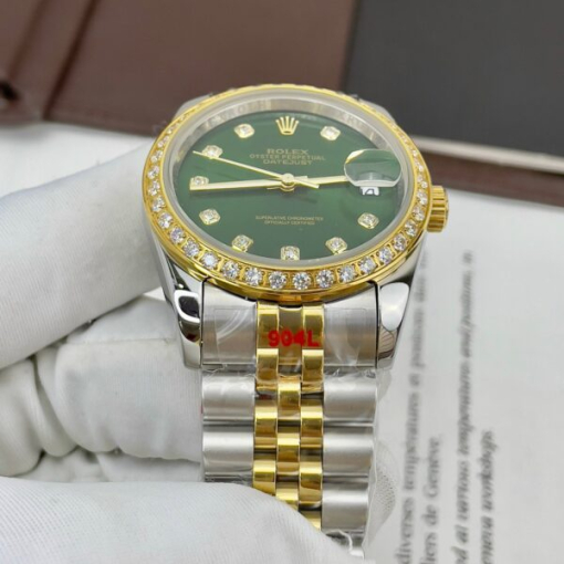 Custom Rolex DateJust Demi Green Dial Diamonds Bezel - Asian Rolex 92 - Image 3