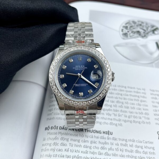 Custom Rolex DateJust Blue Dial Diamonds Bezel - Asian Rolex 69