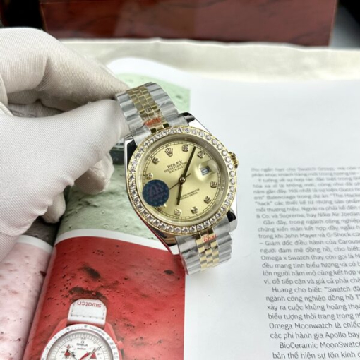 Custom Rolex DateJust Demi Champagne Dial Diamonds Bezel - Asian Rolex 89 - Image 2