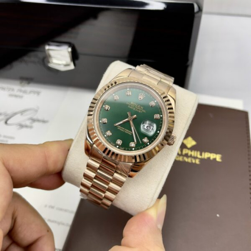 Custom Rolex DateJust Rose Gold Green Dial - Asian Rolex 83 - Image 2