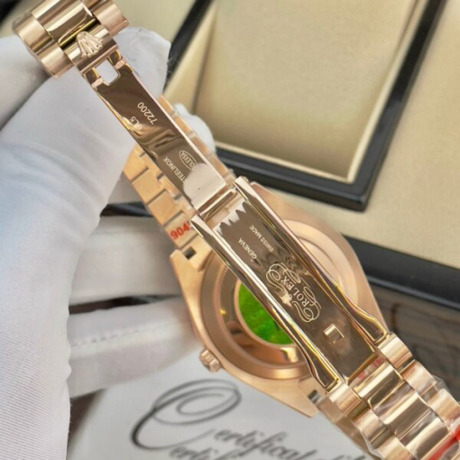 Custom Rolex Day-Date Everose Gold Chocolate Dial Diamonds Bezel - Asian Rolex 140 - Image 6