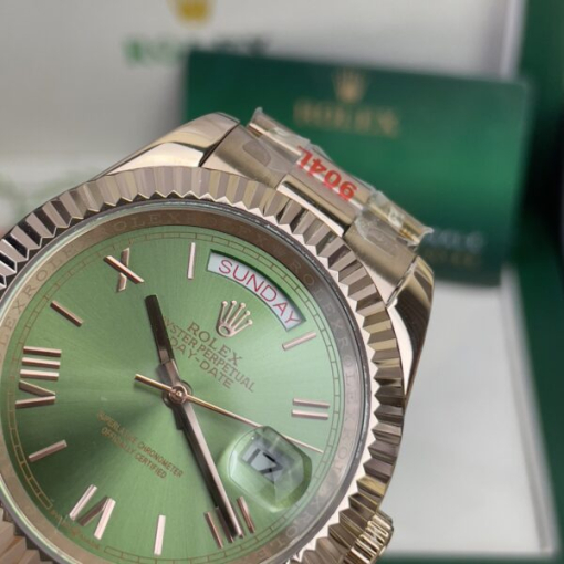 Custom Rolex Day-Date Rose Gold Green Dial - Asian Rolex 103 - Image 5