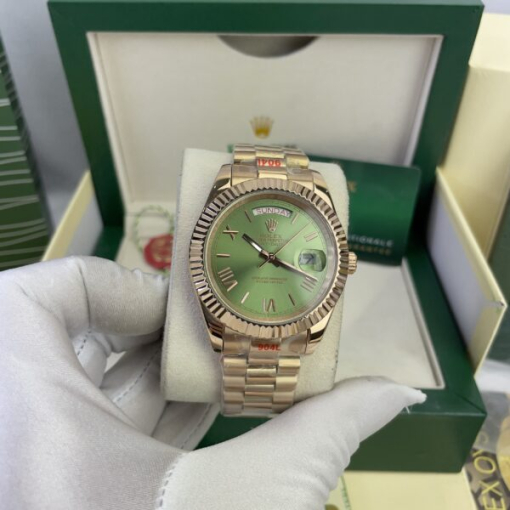 Custom Rolex Day-Date Rose Gold Green Dial - Asian Rolex 103