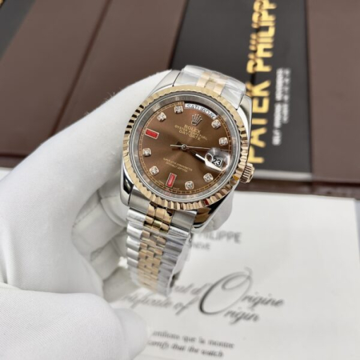 Custom Rolex Day-Date Demi Chocolate Dial - Asian Rolex 111 - Image 3