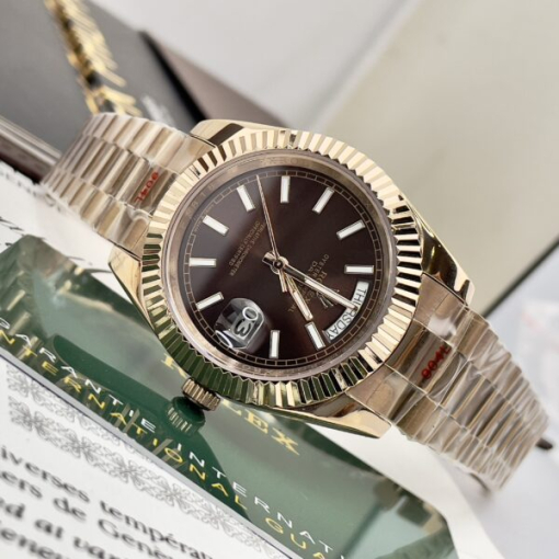 Custom Rolex Day-Date Yellow Gold Chocolate Dial - Asian Rolex 128 - Image 3