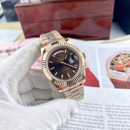 Custom Rolex Day-Date Rose Gold Chocolate Dial - Asian Rolex 118 - Image 4