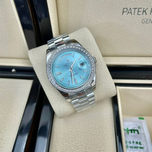 Custom Rolex Day-Date Blue Dial Diamonds Bezel - Asian Rolex 123 - Image 2