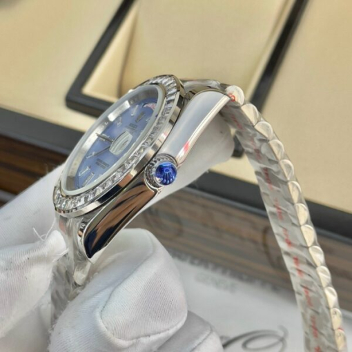 Custom Rolex Day-Date Iced Blue Dial Diamonds Bezel - Asian Rolex 142 - Image 4