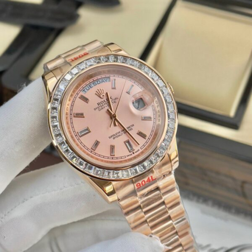 Custom Rolex Day-Date Everose Gold Pink Dial Diamonds Bezel - Asian Rolex 139 - Image 2