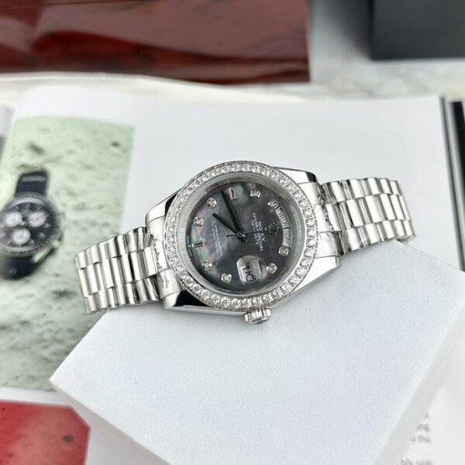 Custom Rolex Day-Date Oyster Black Dial Diamonds Bezel - Asian Rolex 122 - Image 2