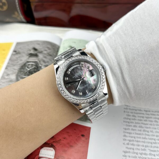 Custom Rolex Day-Date Oyster Black Dial Diamonds Bezel - Asian Rolex 122 - Image 9