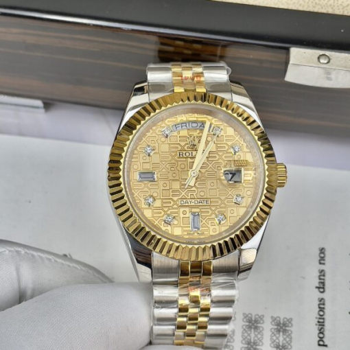 Custom Rolex Day-Date Demi Gold Computer Dial - Asian Rolex 135