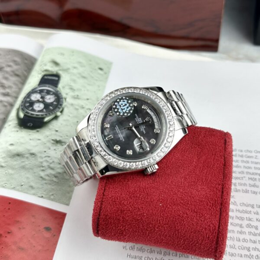 Custom Rolex Day-Date Oyster Grey Dial Diamonds Bezel - Asian Rolex 112 - Image 4