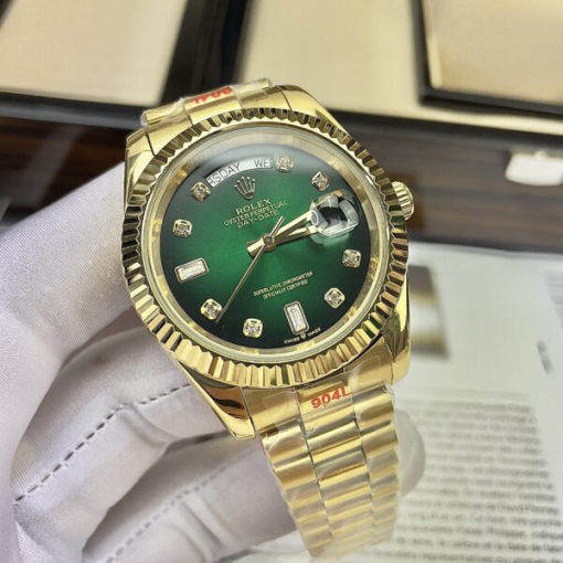 Custom Rolex Day-Date Yellow Gold Green Dial - Asian Rolex 98