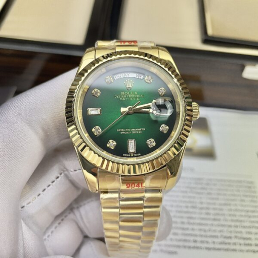 Custom Rolex Day-Date Yellow Gold Green Dial - Asian Rolex 98 - Image 2