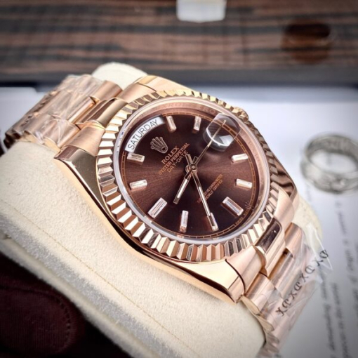 Custom Rolex Day-Date Rose Gold Chocolate Dial - Asian Rolex 106 - Image 5