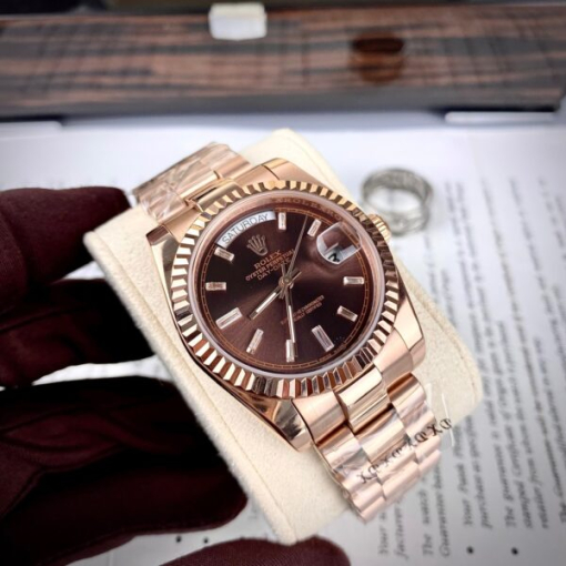 Custom Rolex Day-Date Rose Gold Chocolate Dial - Asian Rolex 106 - Image 3