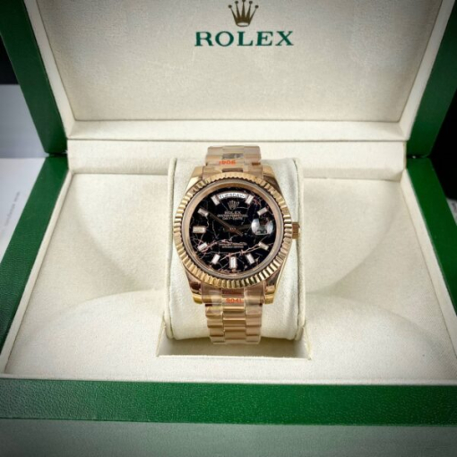 Custom Rolex Day-Date Rose Gold Black Dial - Asian Rolex 119 - Image 4