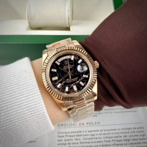 Custom Rolex Day-Date Rose Gold Black Dial - Asian Rolex 119 - Image 3