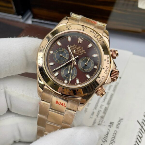 Custom Rolex Daytona Cosmograph Rose Gold Dark Chocolate Dial - Asian Rolex 32