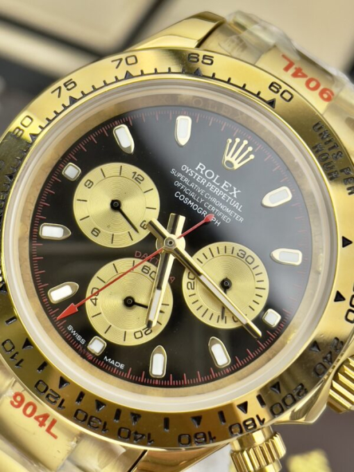 Custom Rolex Daytona Cosmograph Yellow Gold Black Dial - Asian Rolex 33 - Image 4