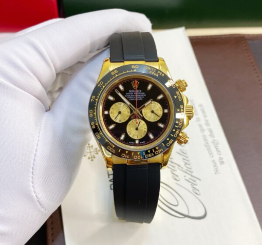 Custom Rolex Daytona Cosmograph Yellow Gold Black Dial - Asian Rolex 25