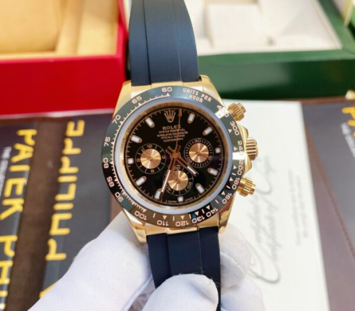 Custom Rolex Daytona Cosmograph Rose Gold Black Oysterflex Dial - Asian Rolex 19 - Image 2