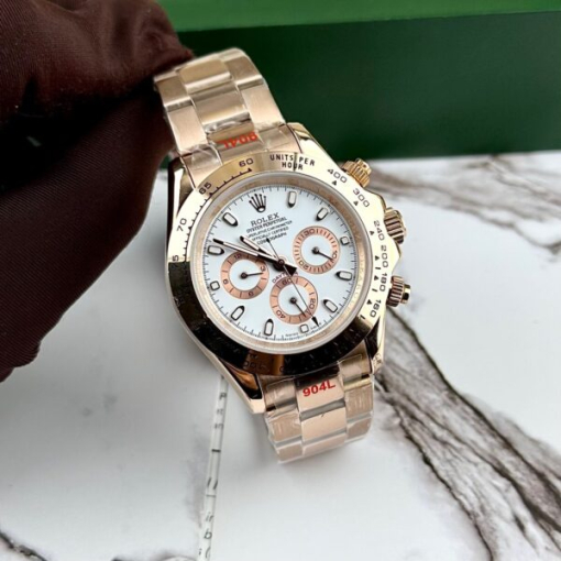 Custom Rolex Daytona Cosmograph Everose Gold White Dial - Asian Rolex 37 - Image 2