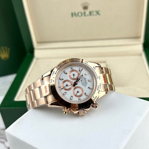 Custom Rolex Daytona Cosmograph Everose Gold White Dial - Asian Rolex 37