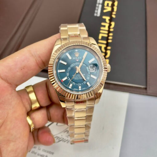 Custom Rolex Sky-Dweller Rose Gold Blue Dial - Asian Rolex 43