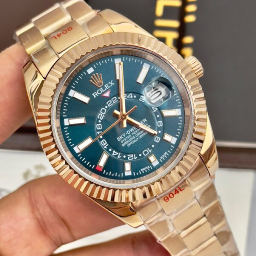 Custom Rolex Sky-Dweller Rose Gold Blue Dial - Asian Rolex 43 - Image 5