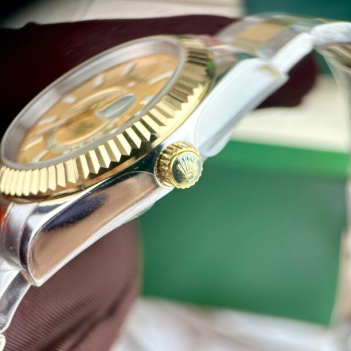 Custom Rolex Sky-Dweller Demi Gold Champagne Dial - Asian Rolex 42 - Image 4