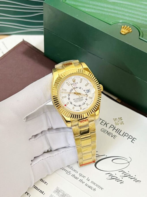 Custom Rolex Sky-Dweller Yellow Gold White Dial - Asian Rolex 45 - Image 2