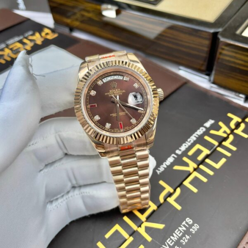 Custom Rolex Day-Date Rose Gold Chocolate Dial - Asian Rolex 115