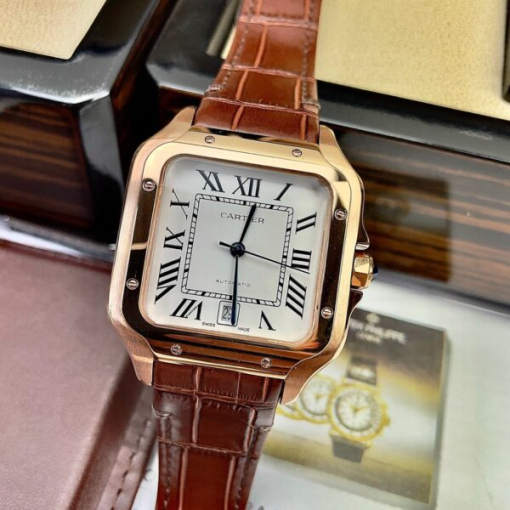 Custom Cartier Santos Rose Gold White Dial - Asia Cartier4 - Image 3