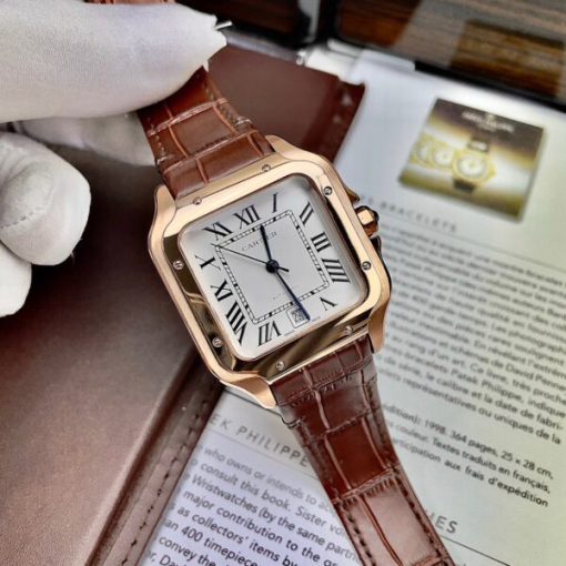 Custom Cartier Santos Rose Gold White Dial - Asia Cartier4 - Image 2