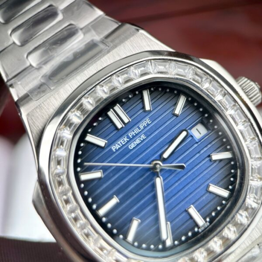 Custom Patek Philippe Nautilus 5711 Blue Dial Diamonds - Asian Patek 26 - Image 4