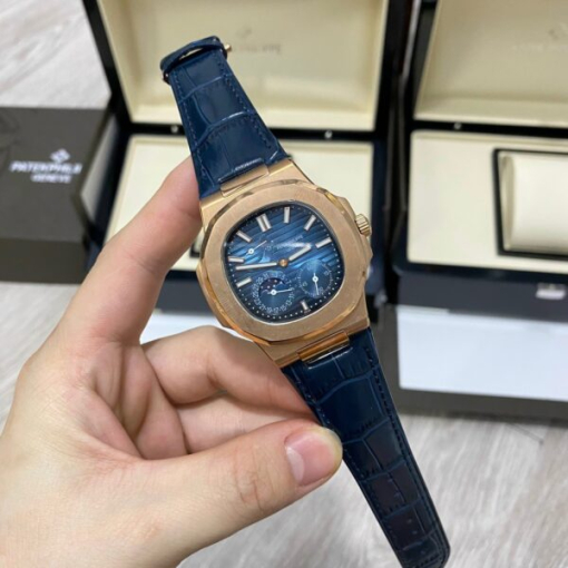 Custom Patek Philippe Nautilus 5712 Rose Gold Blue Dial - Asian Patek 85 - Image 3