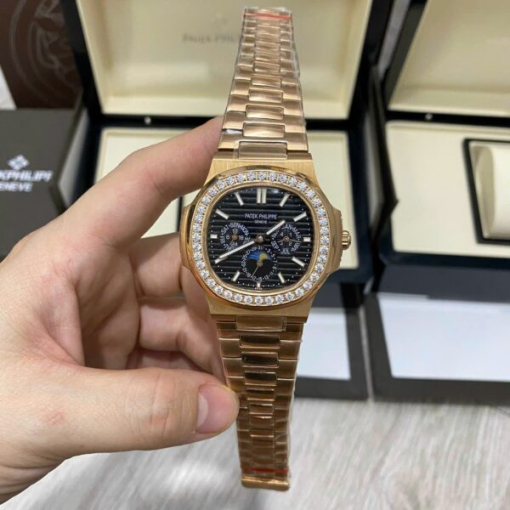 Custom Patek Philippe Nautilus 5712 Rose Gold Black Dial - Asian Patek 96