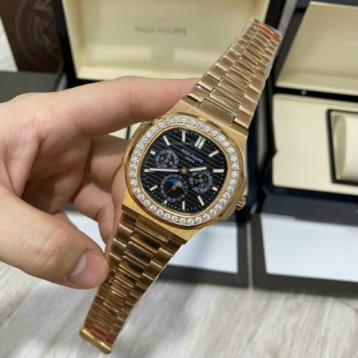 Custom Patek Philippe Nautilus 5712 Rose Gold Black Dial - Asian Patek 96 - Image 2