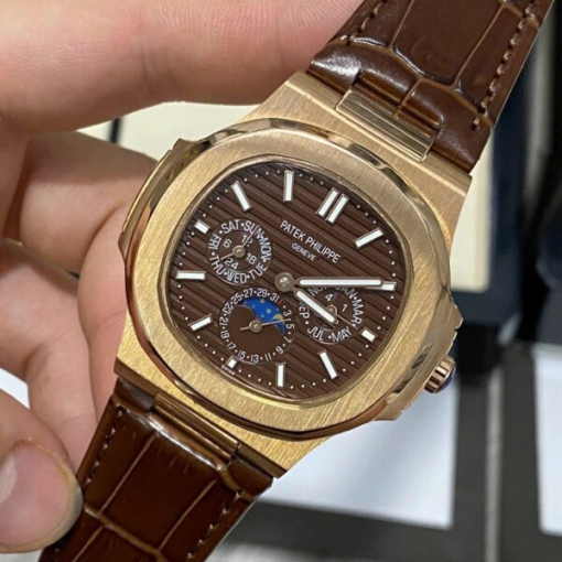 Custom Patek Philippe Nautilus 5740 Rose Gold Chocolate Dial - Asian Patek 72 - Image 4