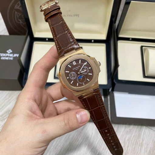 Custom Patek Philippe Nautilus 5740 Rose Gold Chocolate Dial - Asian Patek 72 - Image 2