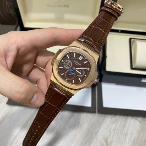 Custom Patek Philippe Nautilus 5740 Rose Gold Chocolate Dial - Asian Patek 72 - Image 3