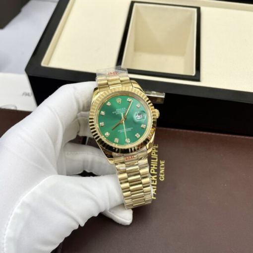 Custom Rolex DateJust Yellow Gold Green Dial - Asian Rolex 81 - Image 2