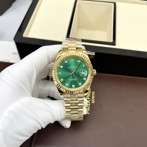 Custom Rolex DateJust Yellow Gold Green Dial - Asian Rolex 81